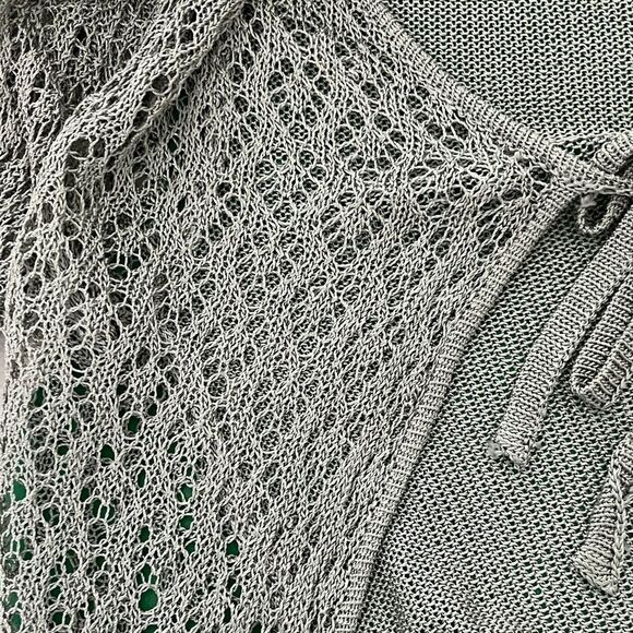 Rabbit Rabbit Rabbit Light Silvery Sage Open-Knit Cropped Sweater NWOT VTG - Picture 8 of 9